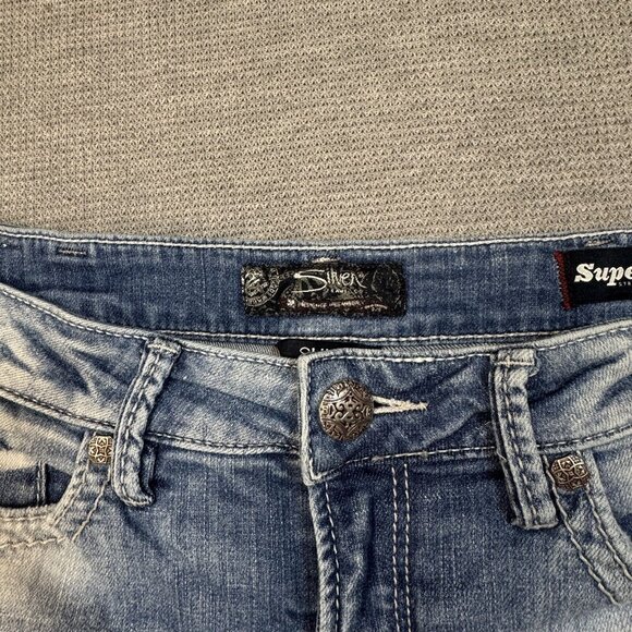 Silver Suki Jeans Womens Blue Denim Super Stretch High Capri Size W30/L22.5 - Picture 5 of 14